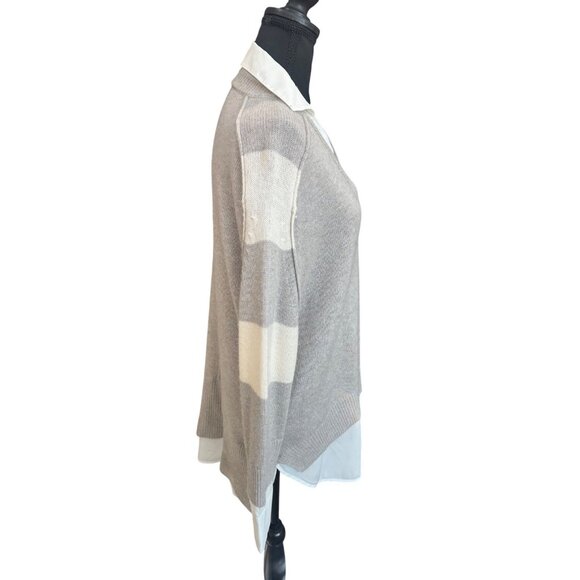 Brochu Walker Stein V Neck Layered Pullover Wool Cashmere Sweater Women M Luxury - Picture 6 of 10